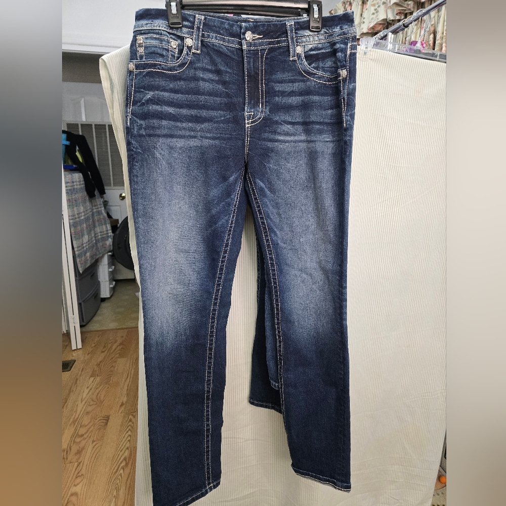 Miss Me Easy Straight Embellished Jeans Tagged 32 x 31.5. Actual 37 x 32.5